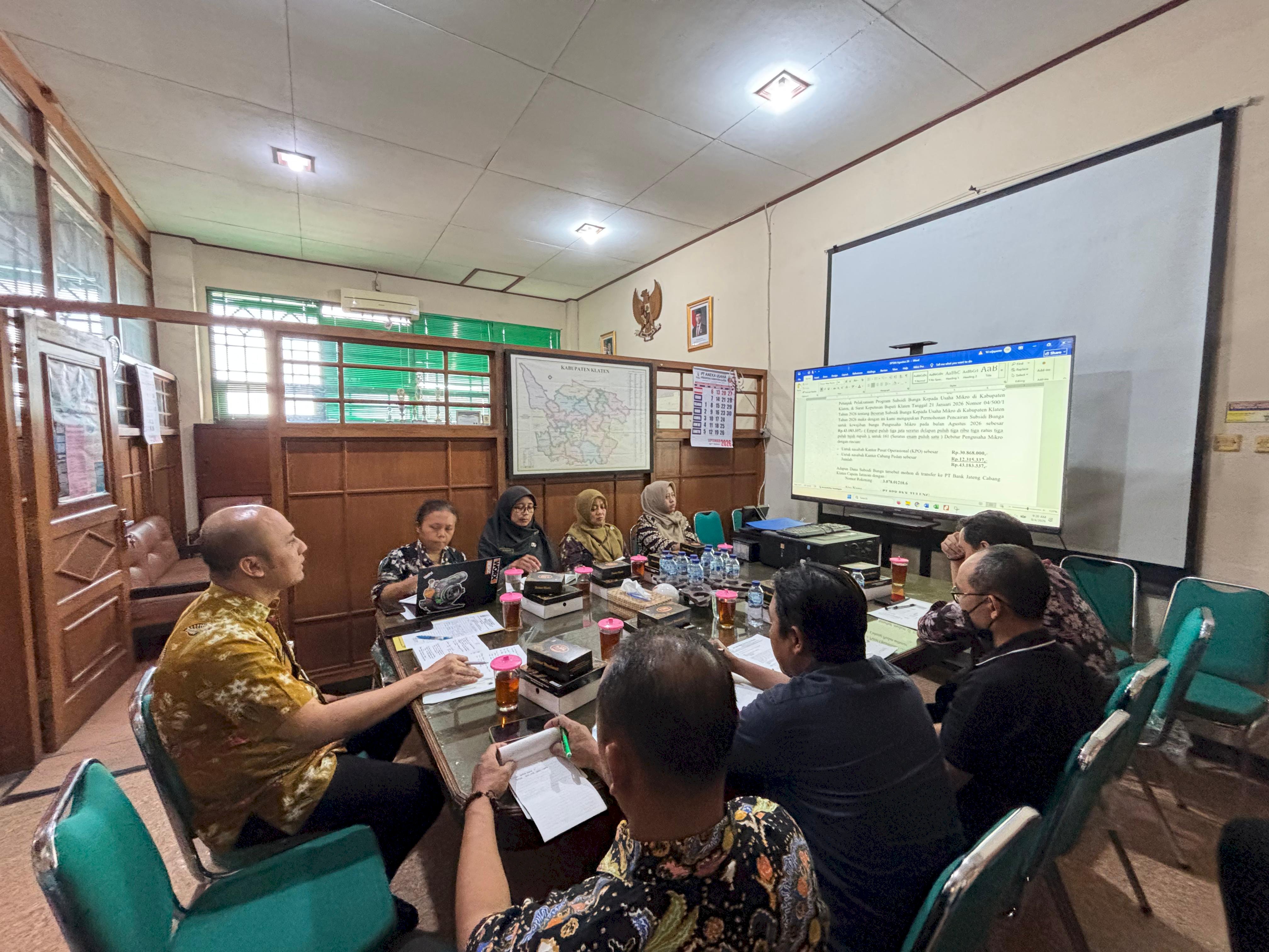 Pemerintah Kabupaten Klaten Gelar Rapat Verifikasi dan Evaluasi Subsidi Bunga Pinjaman Agustus 2026
